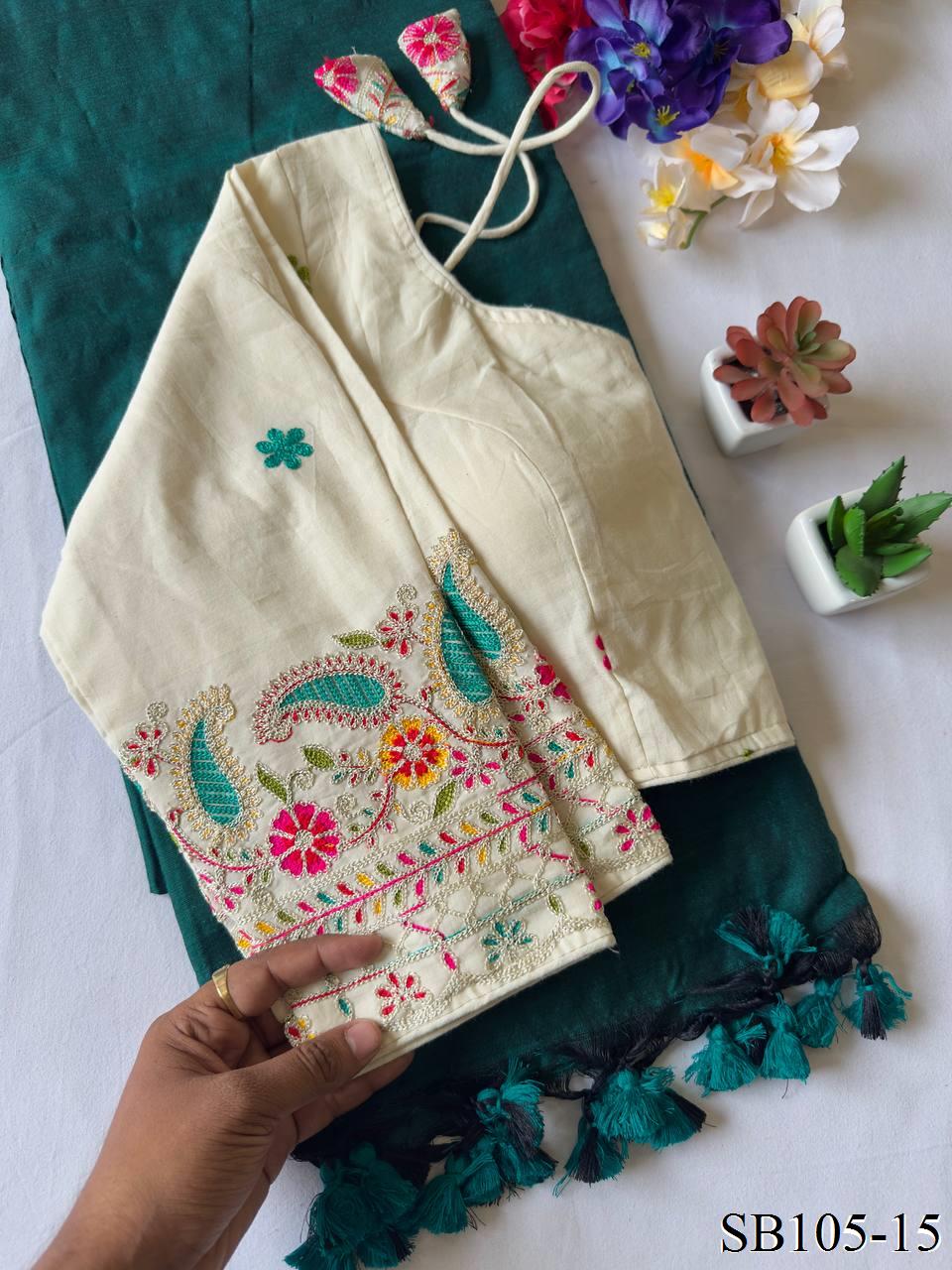 Kahdi Cotton Silk With embroidery Work Blouse And Silk Saree