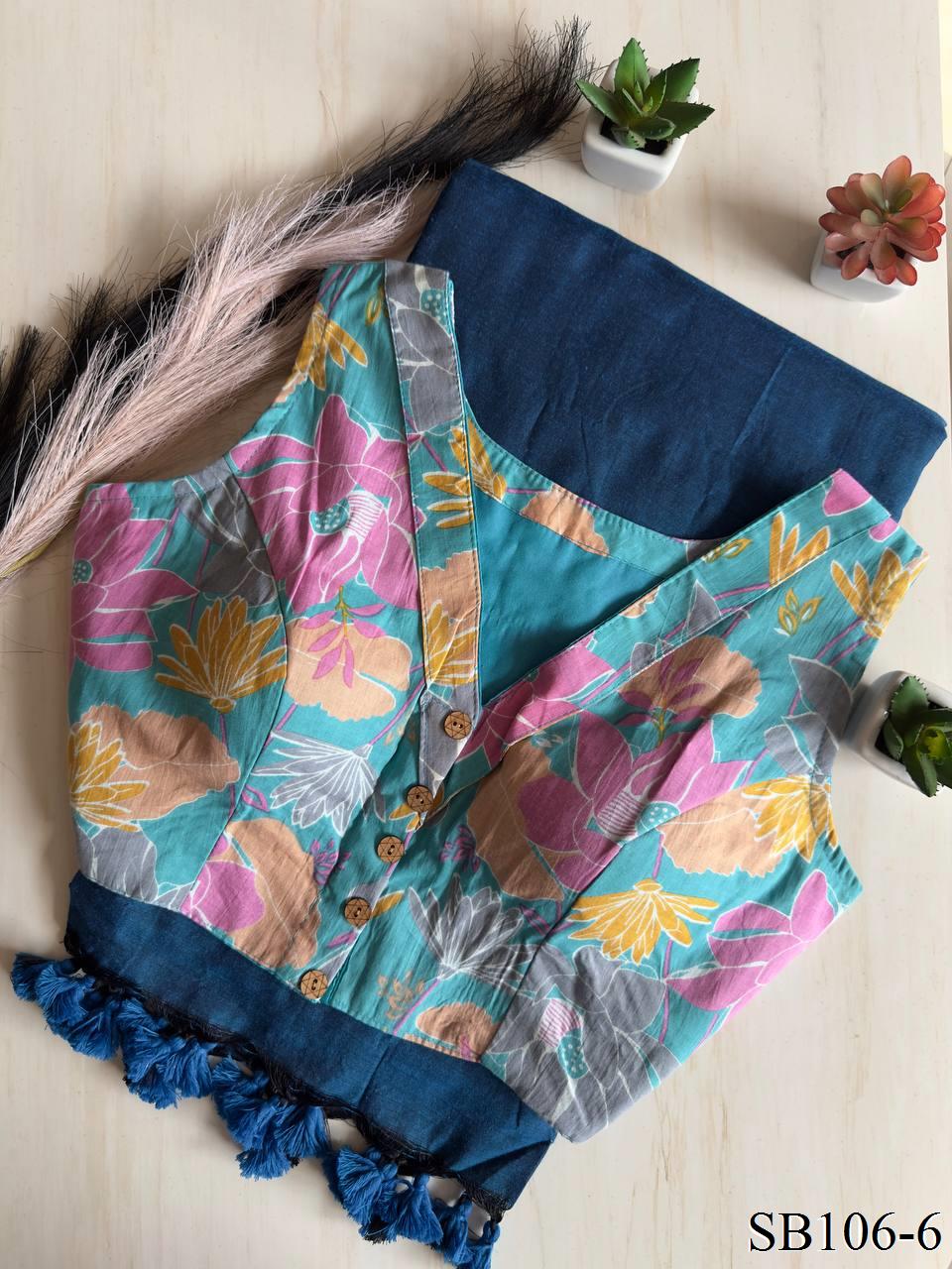 Cotton Silk With Digital Print Fabric Saree