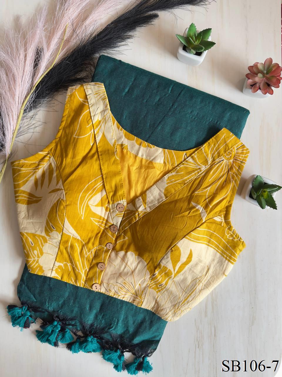 Cotton Silk With Digital Print Fabric Saree