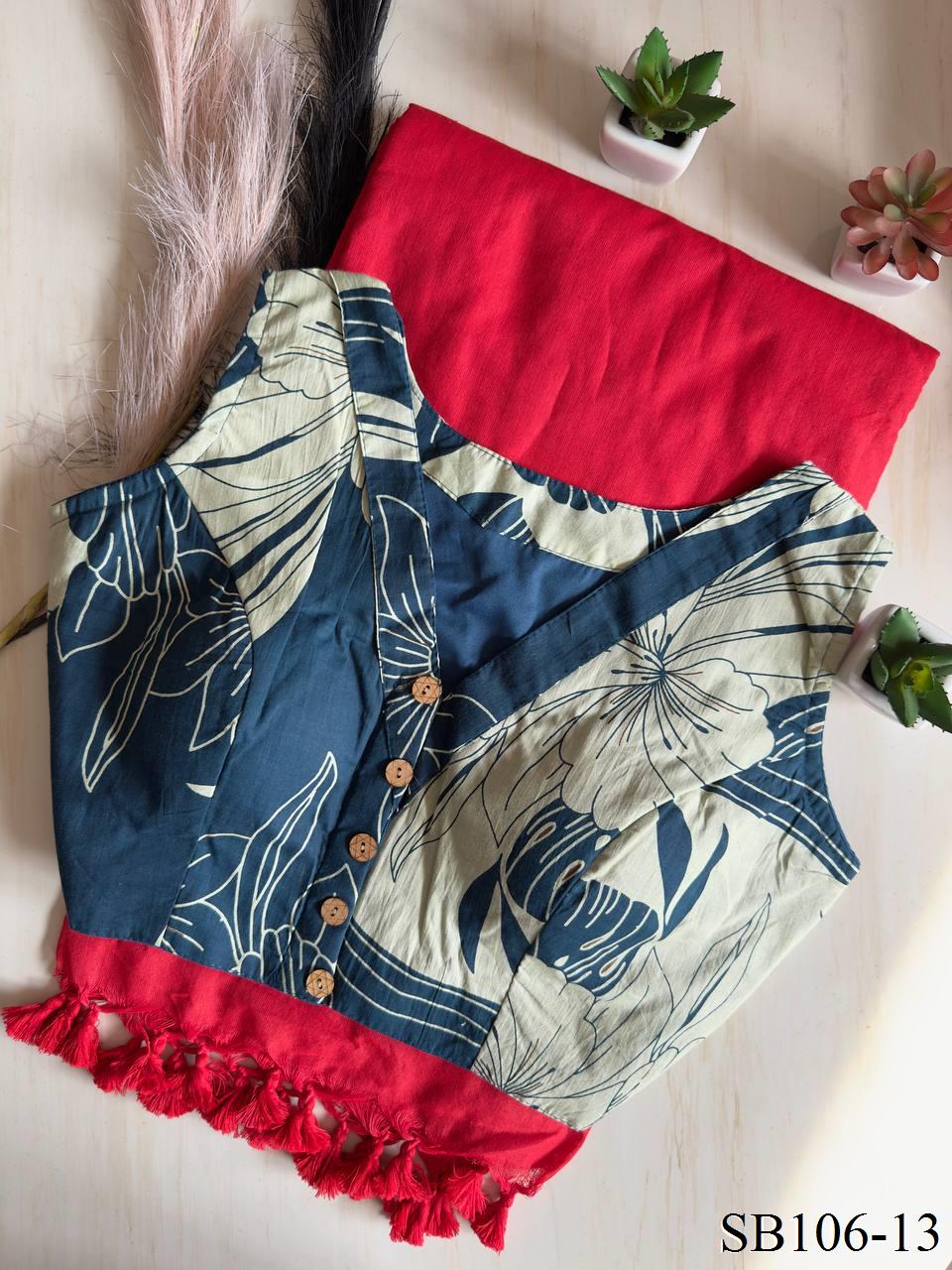 Cotton Silk With Digital Print Fabric Saree