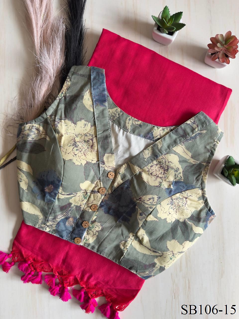Cotton Silk With Digital Print Fabric Saree