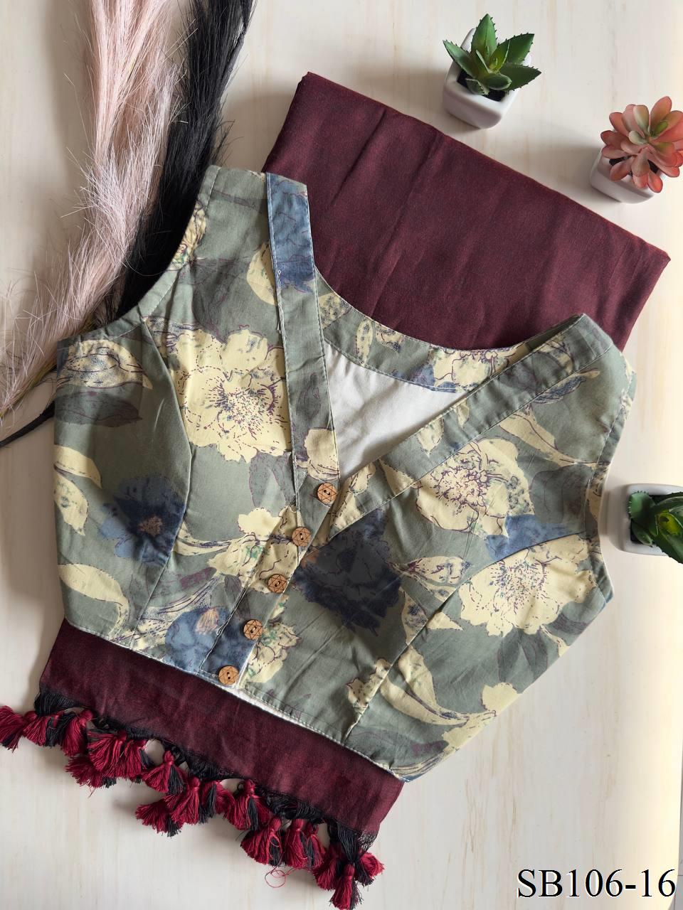Cotton Silk With Digital Print Fabric Saree