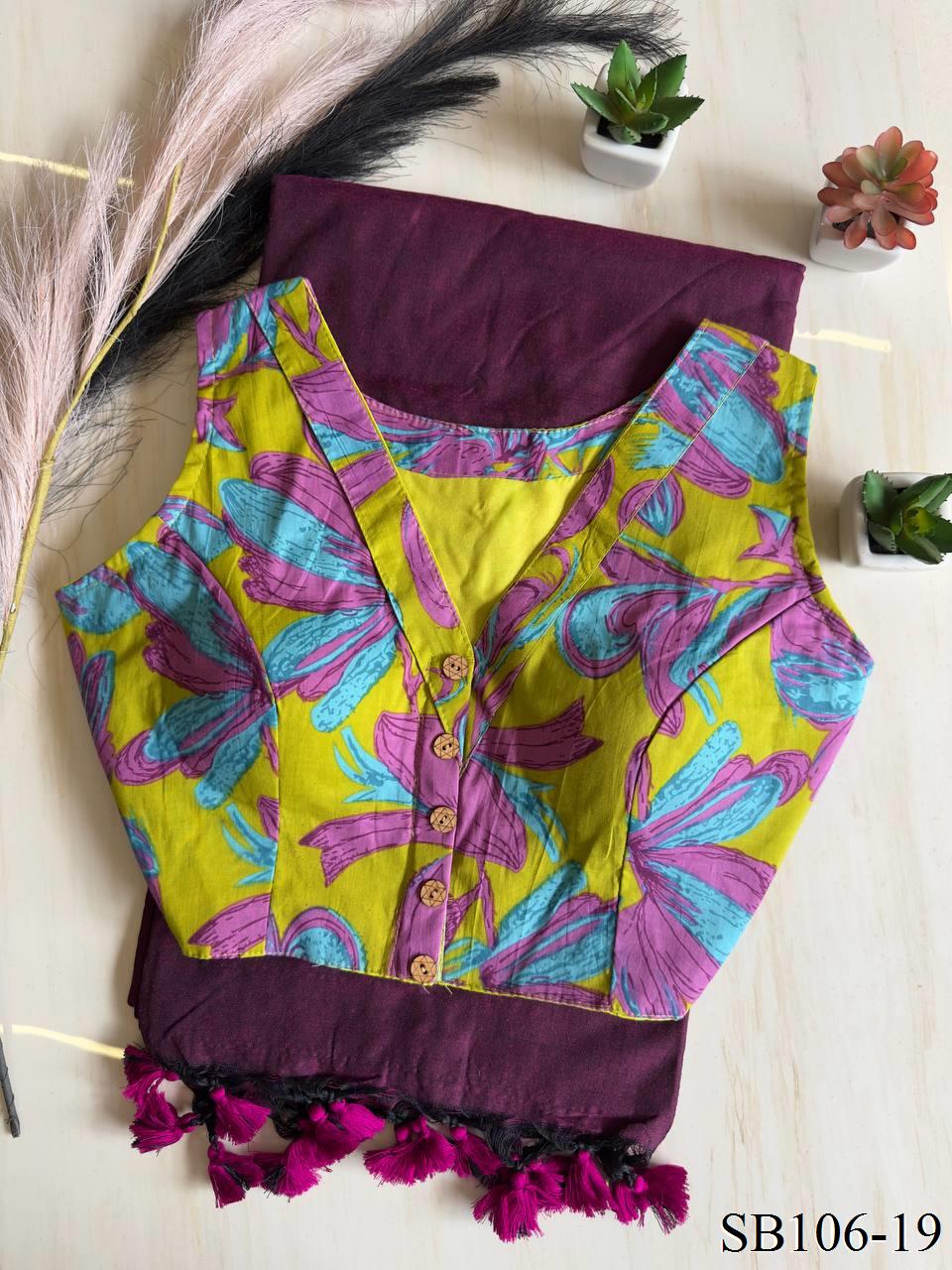 Cotton Silk With Digital Print Fabric Saree