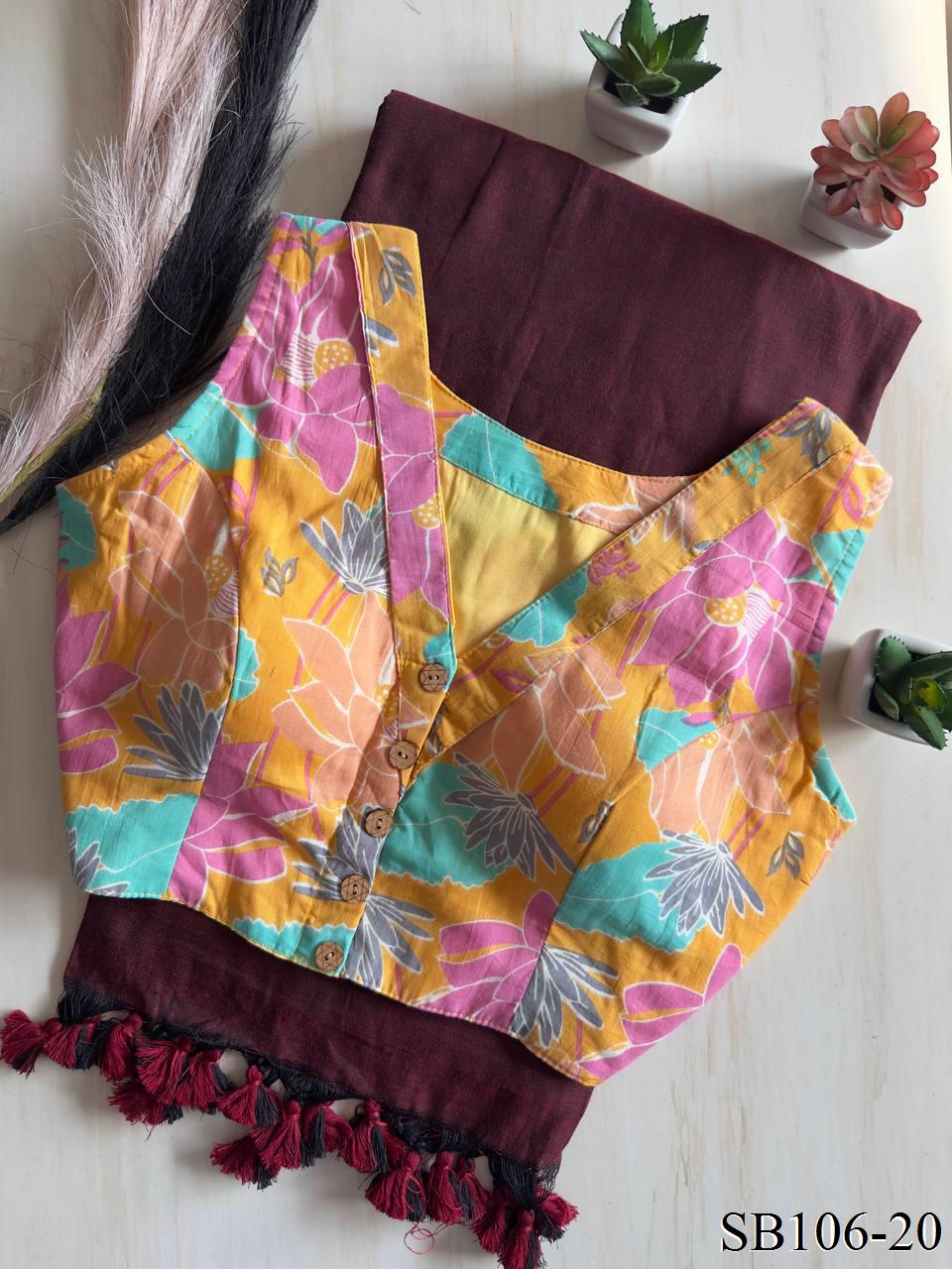 Cotton Silk With Digital Print Fabric Saree