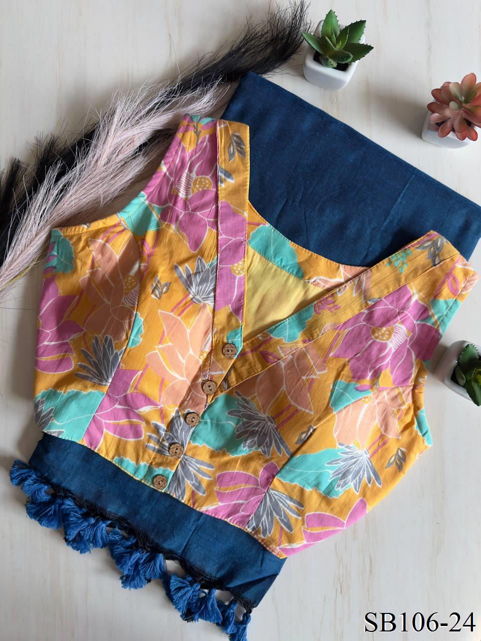 Cotton Silk With Digital Print Fabric Saree