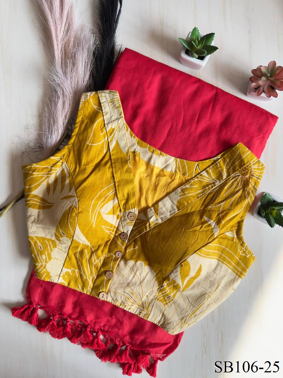 Cotton Silk With Digital Print Fabric Saree