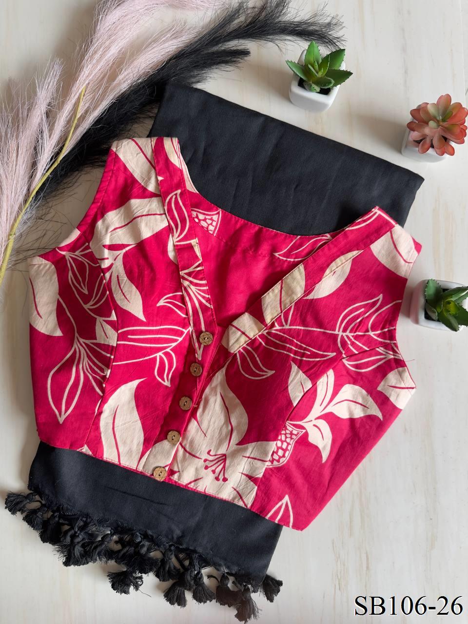 Cotton Silk With Digital Print Fabric Saree