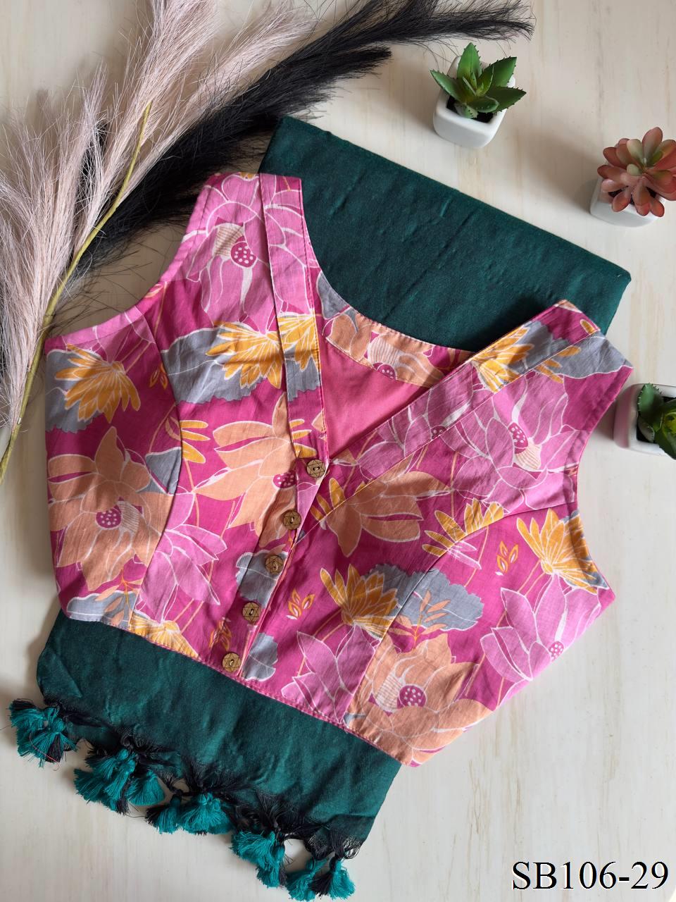 Cotton Silk With Digital Print Fabric Saree