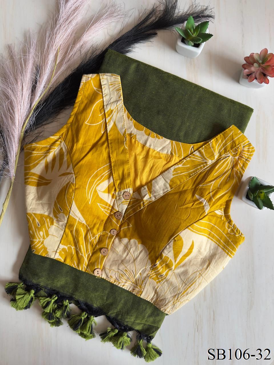 Cotton Silk With Digital Print Fabric Saree
