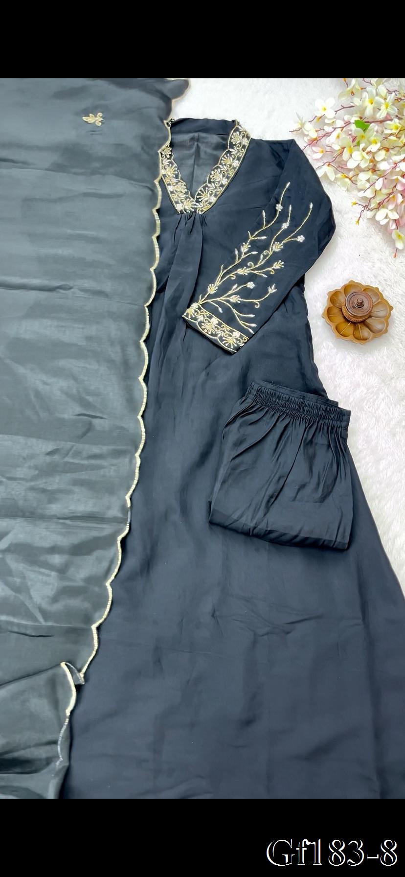 Beautifull Roman Silk With Khatli Hand Work Top