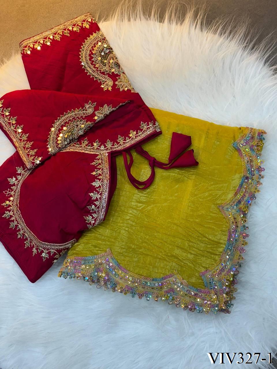 Yellow Color Light Weight Gold Crush Saree