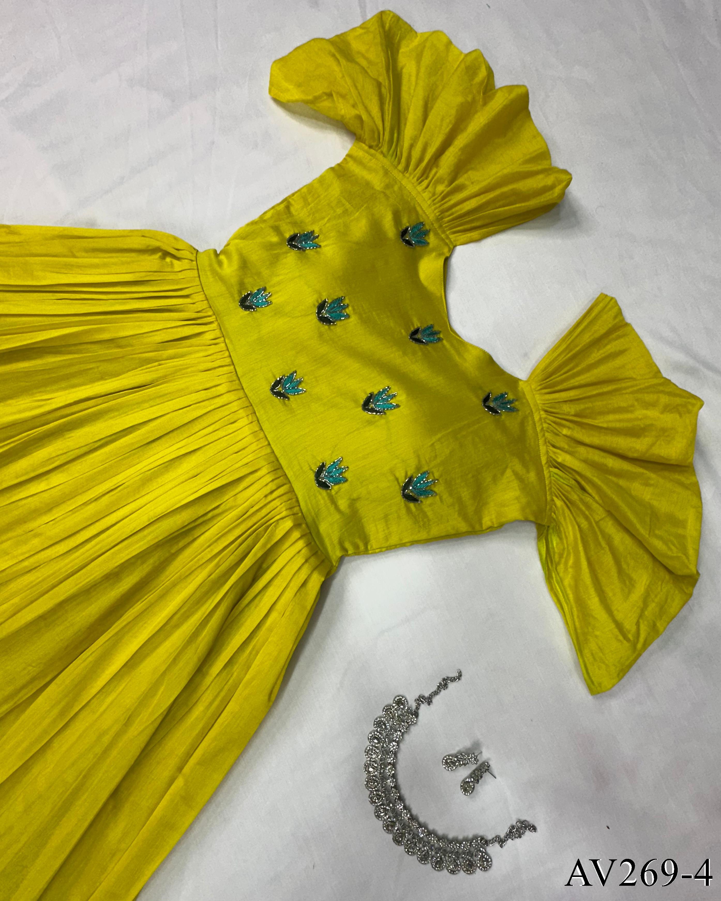 Pink Color Pure Cotton Neck Hand Work Gown