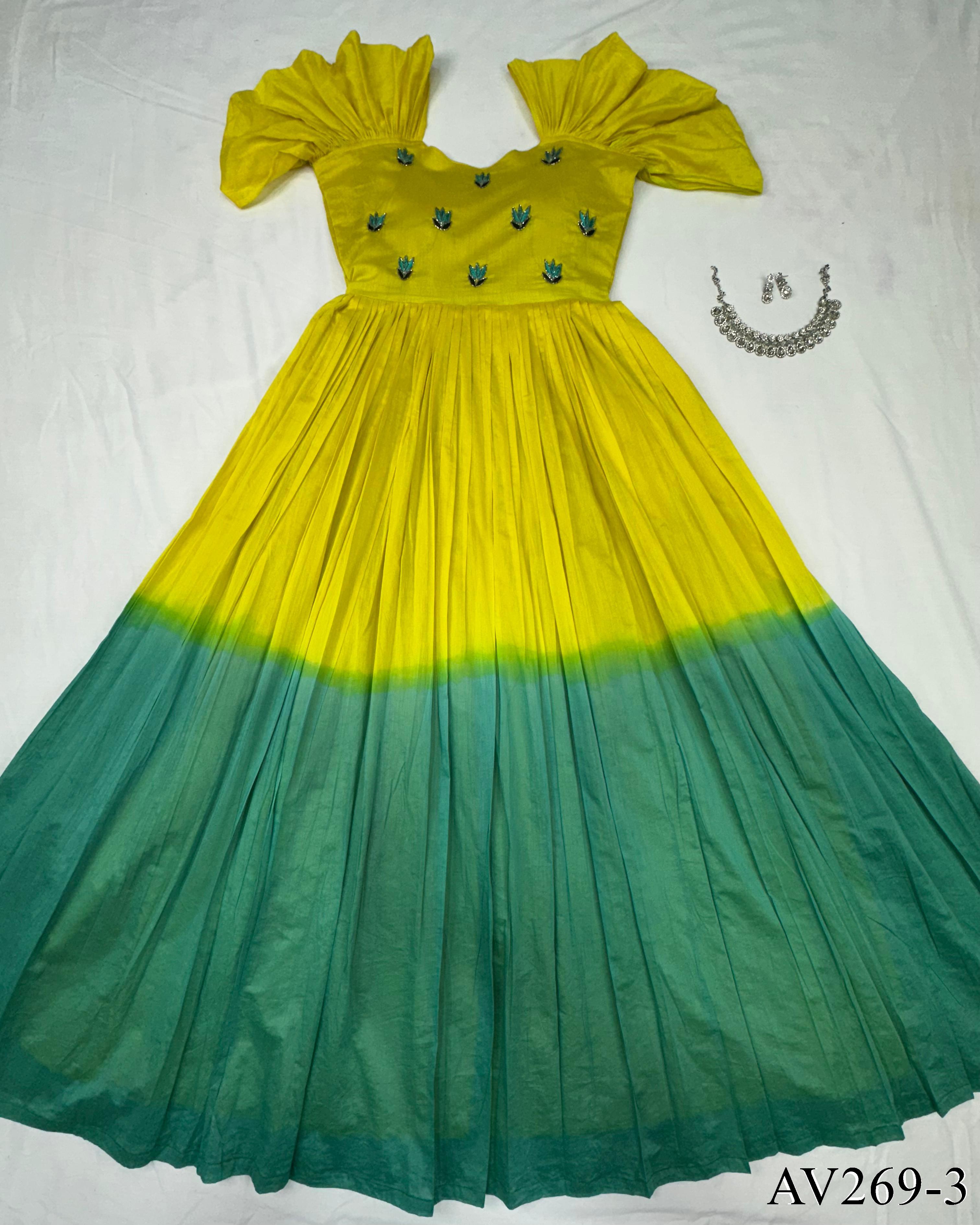 Pink Color Pure Cotton Neck Hand Work Gown