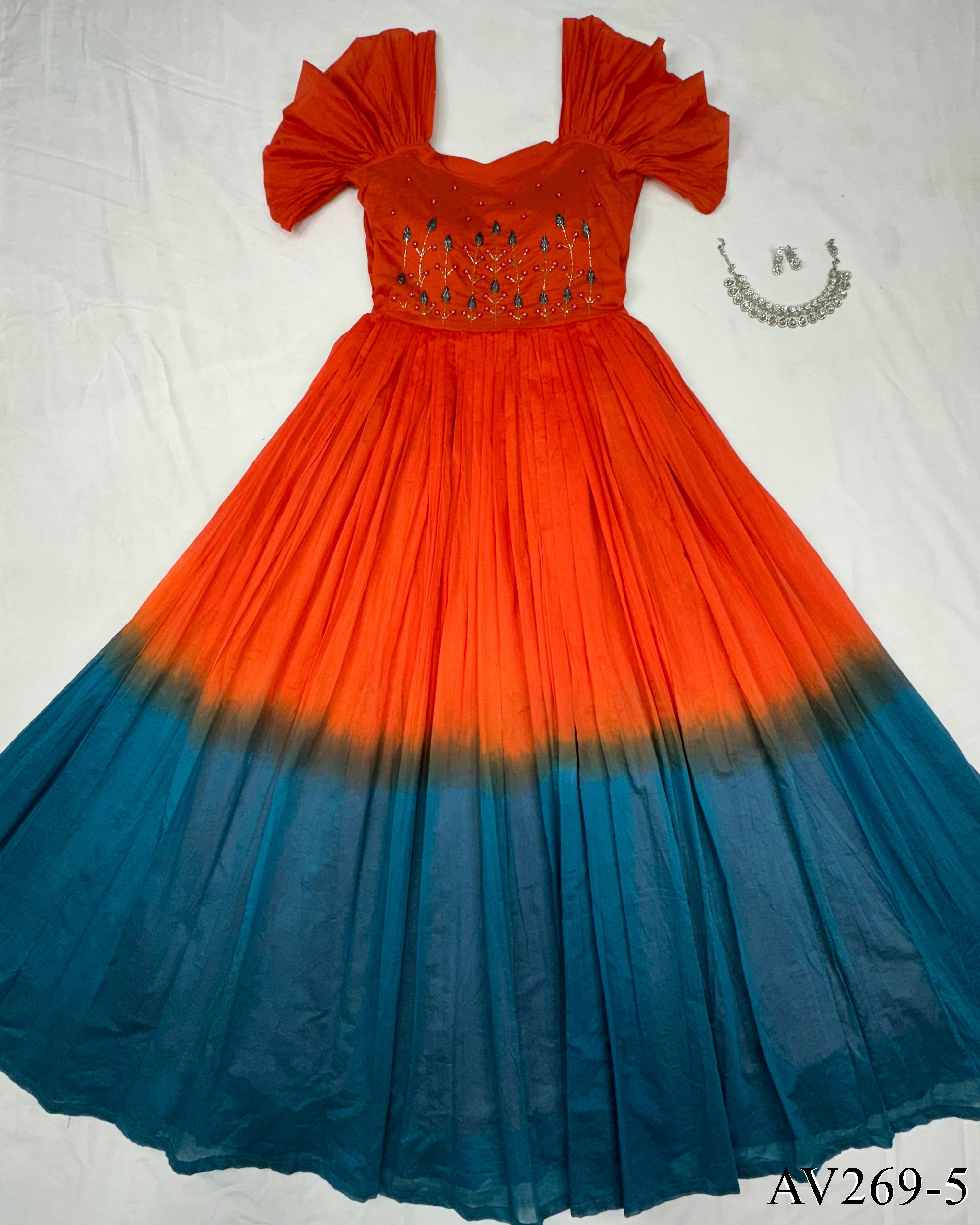 Pink Color Pure Cotton Neck Hand Work Gown