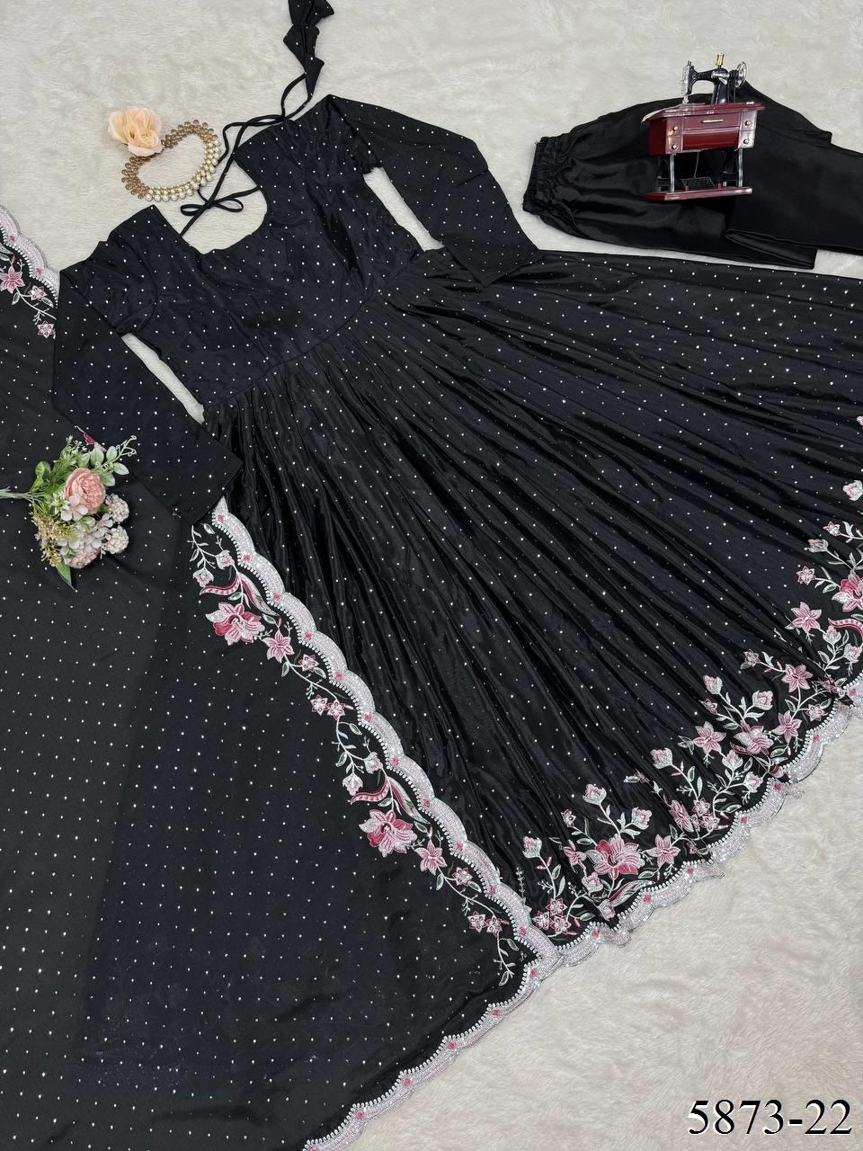 Chinon Silk Thread With Sequence Work Top Pent