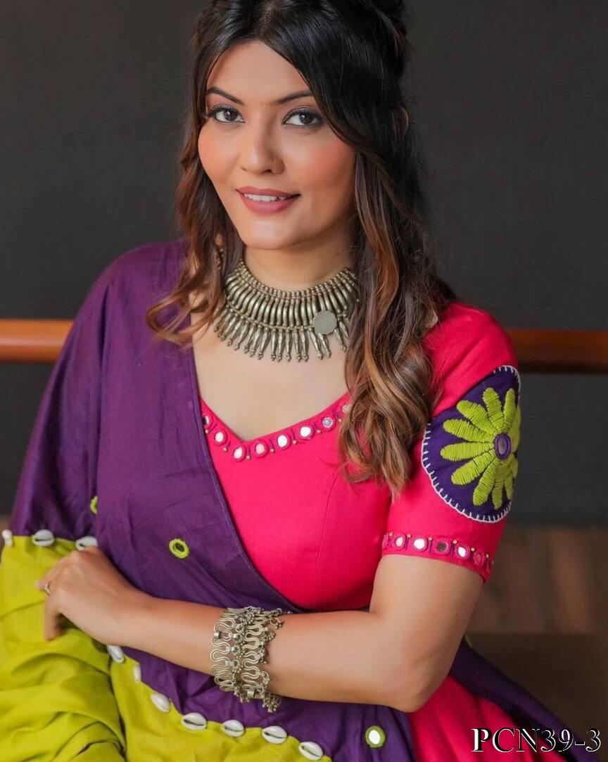 Riyon Cotton Embroidery Thread Work Lehenga Choli