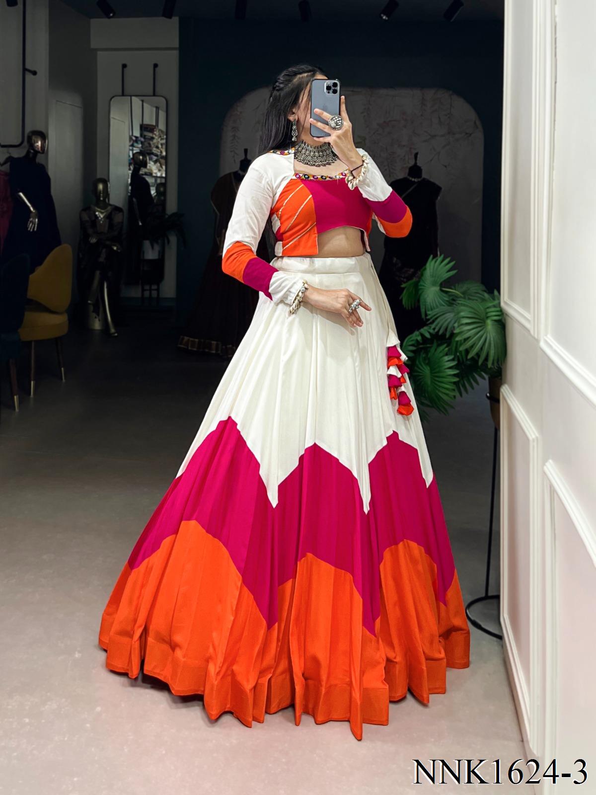 Navratri Special Pure Rayon With Plain Work Lehenga