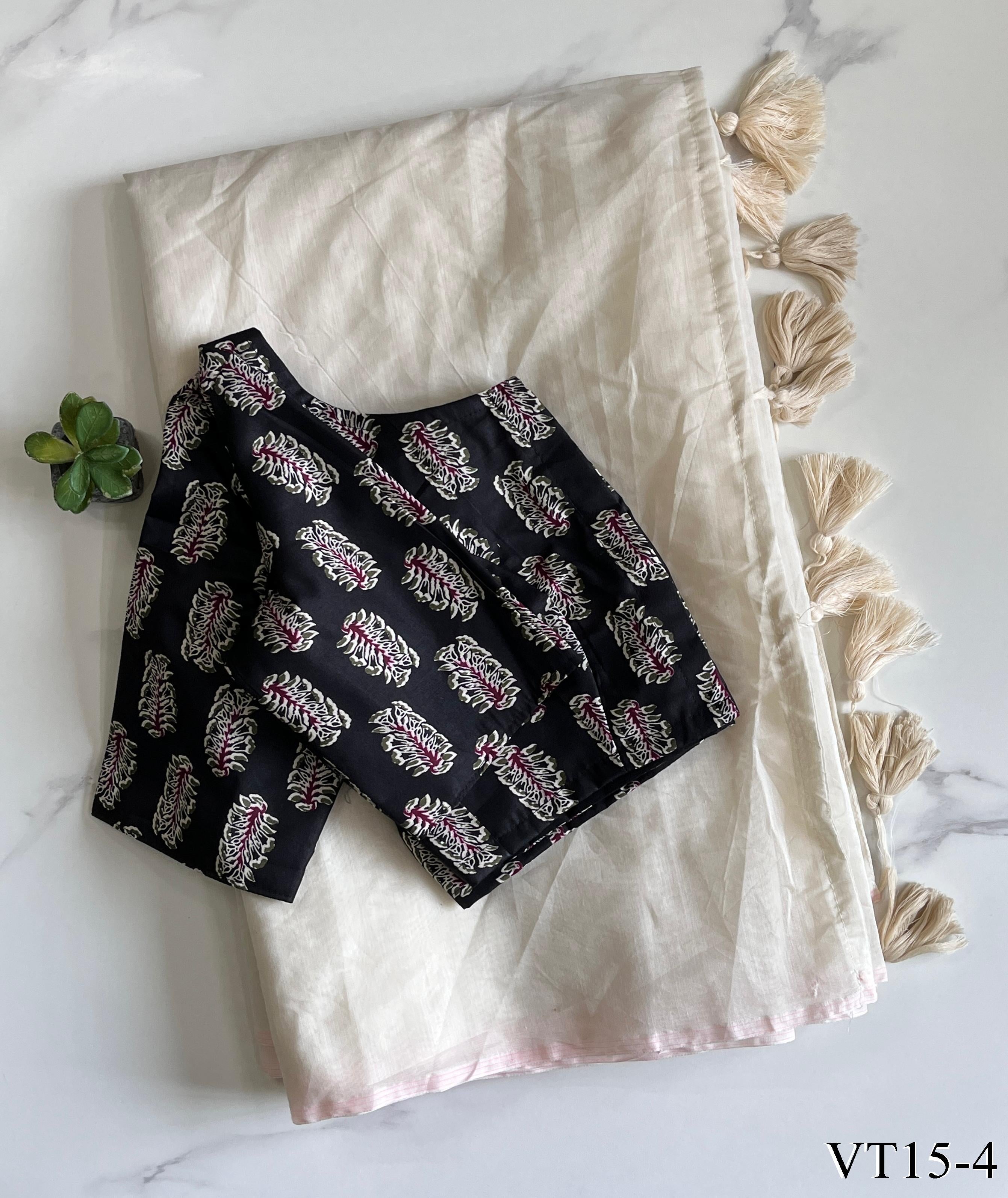 Premiu Chanderi Cotton Tassels Attached Work Saree