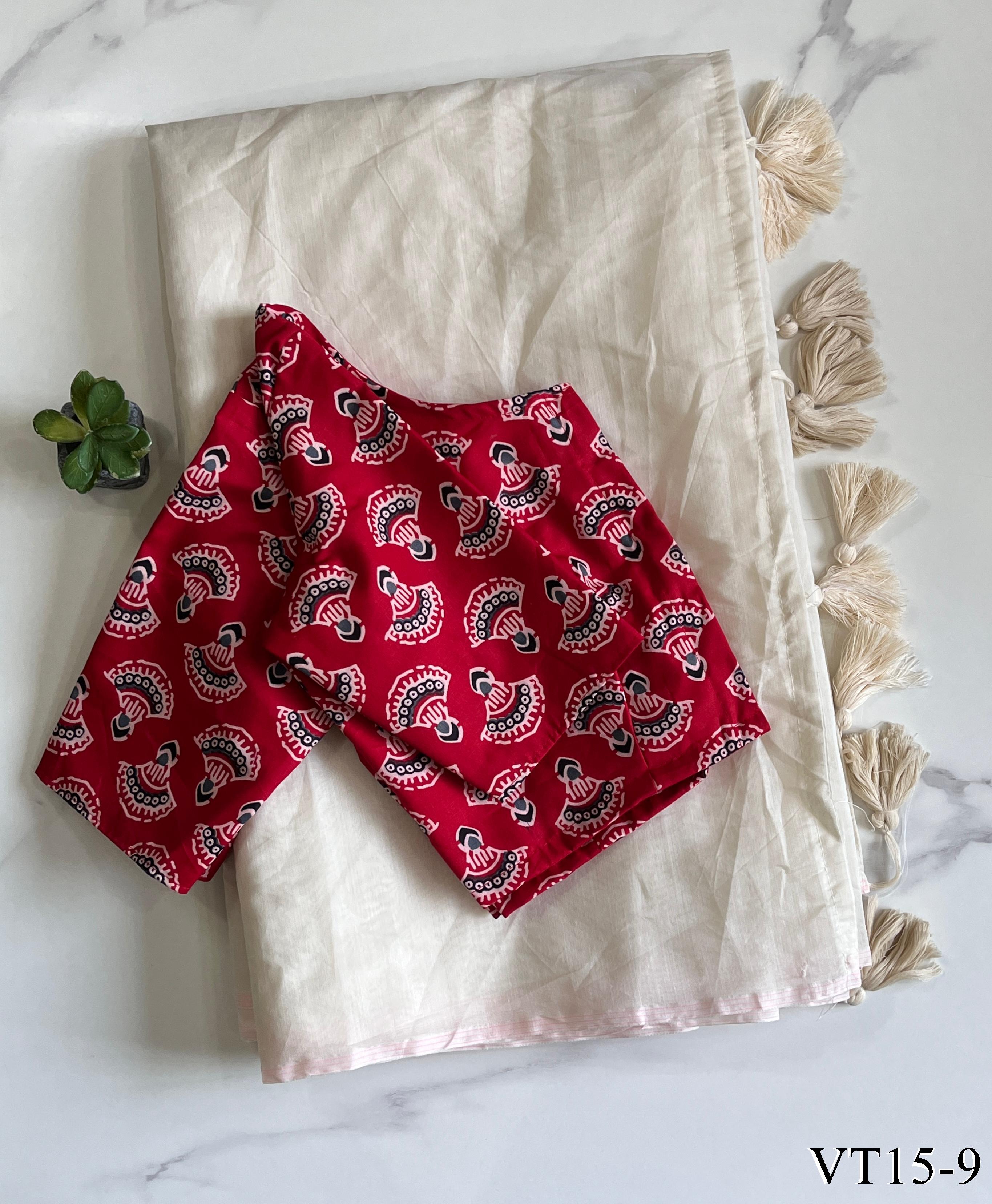Premiu Chanderi Cotton Tassels Attached Work Saree