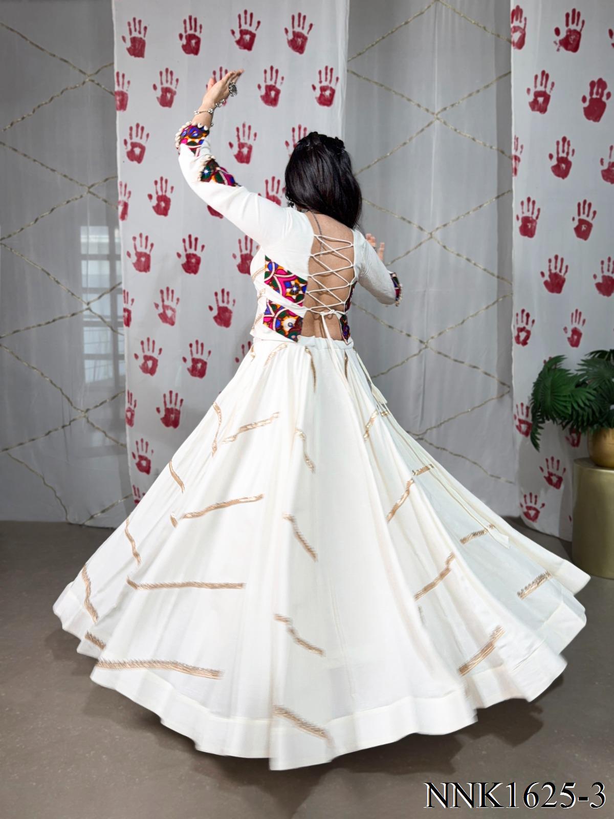 White Color Pure rayon Fabric Sequins Work Lehenga