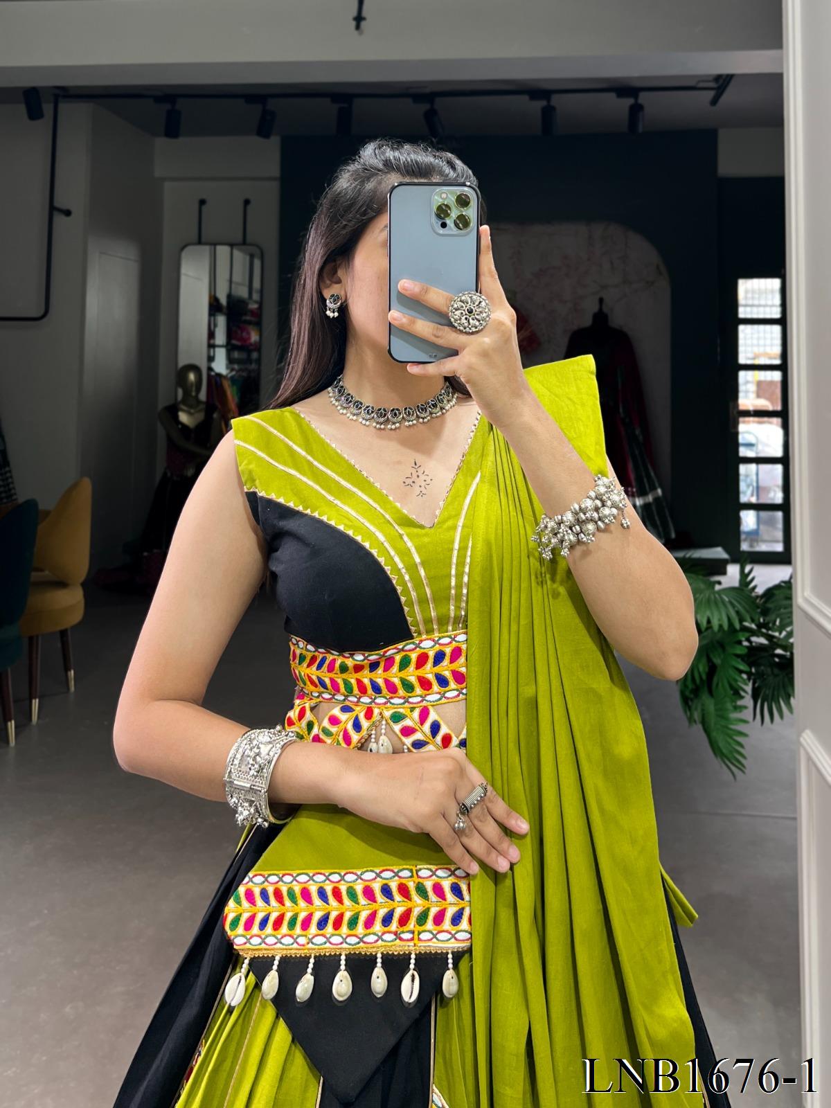 Navratri Special Pure Cotton With Plain Work Lehenga
