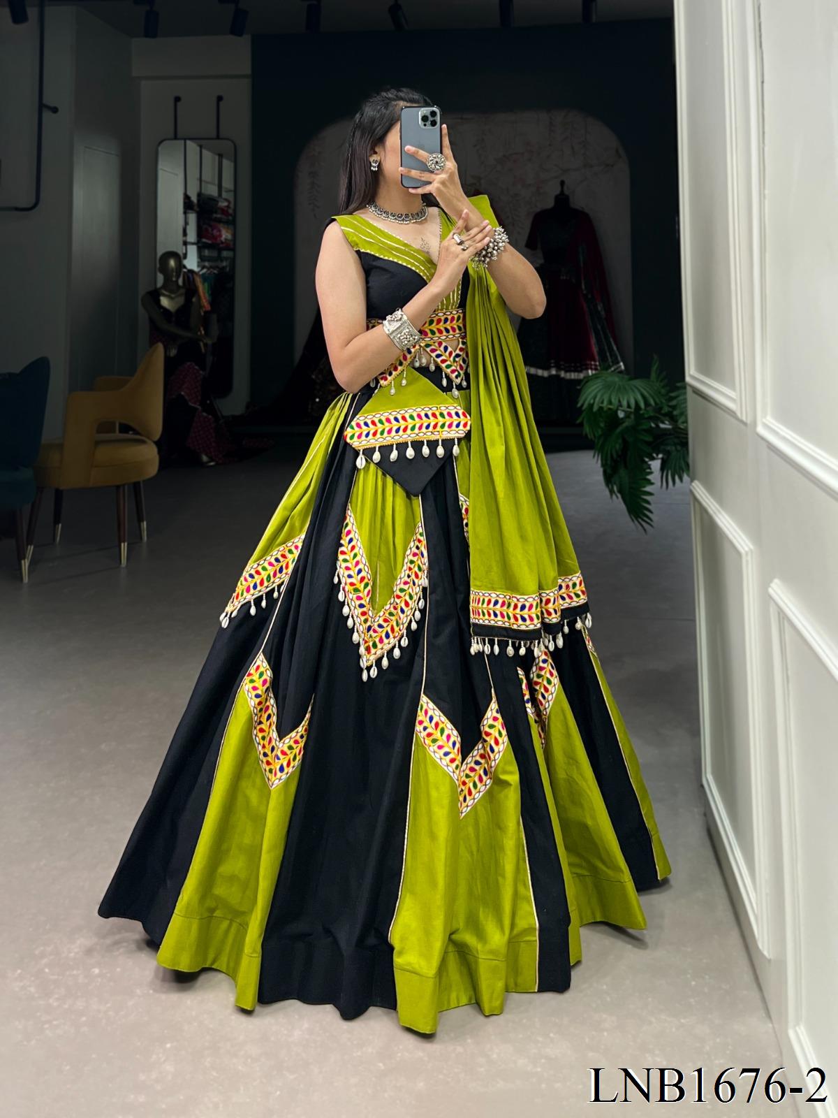 Navratri Special Pure Cotton With Plain Work Lehenga