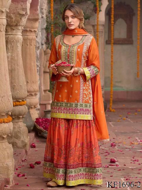 Heavy Chinon Silk With Sequins Work Top Sharara