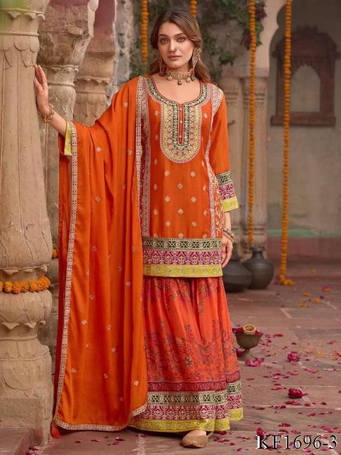 Heavy Chinon Silk With Sequins Work Top Sharara