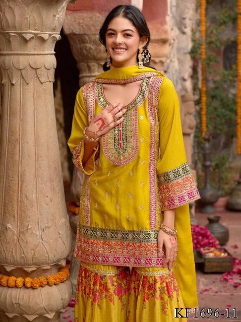 Heavy Chinon Silk With Sequins Work Top Sharara