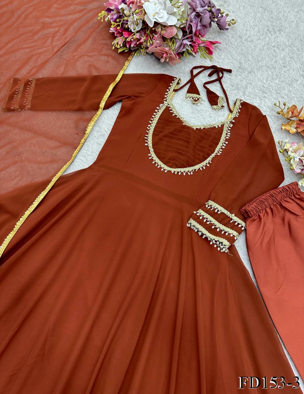 Fancy Handwork Gown Set with Latkan & Siqwans Dupatta