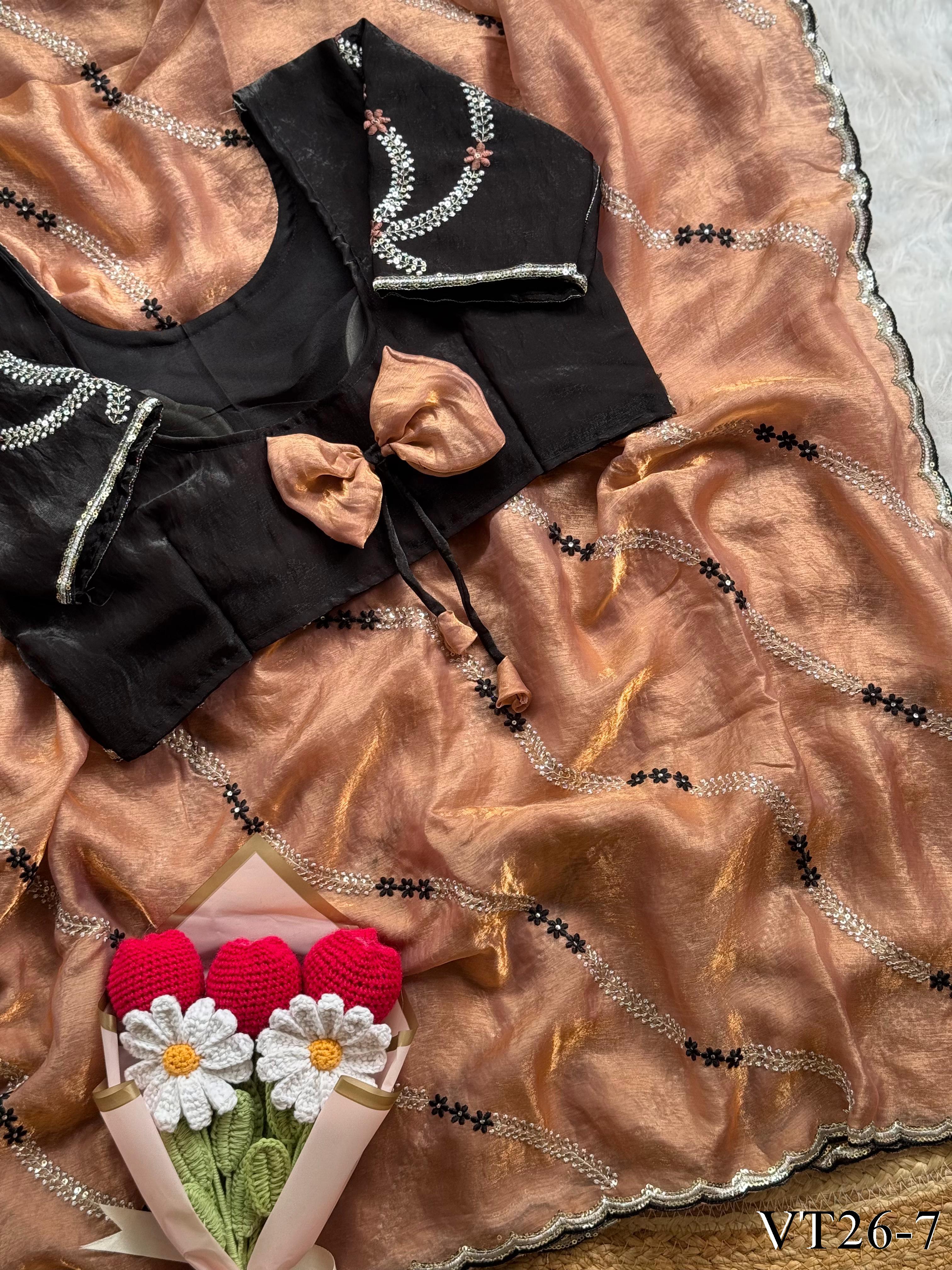 Elegant Leheriya Fendy Satin Saree with Heavy Embroidered Blouse