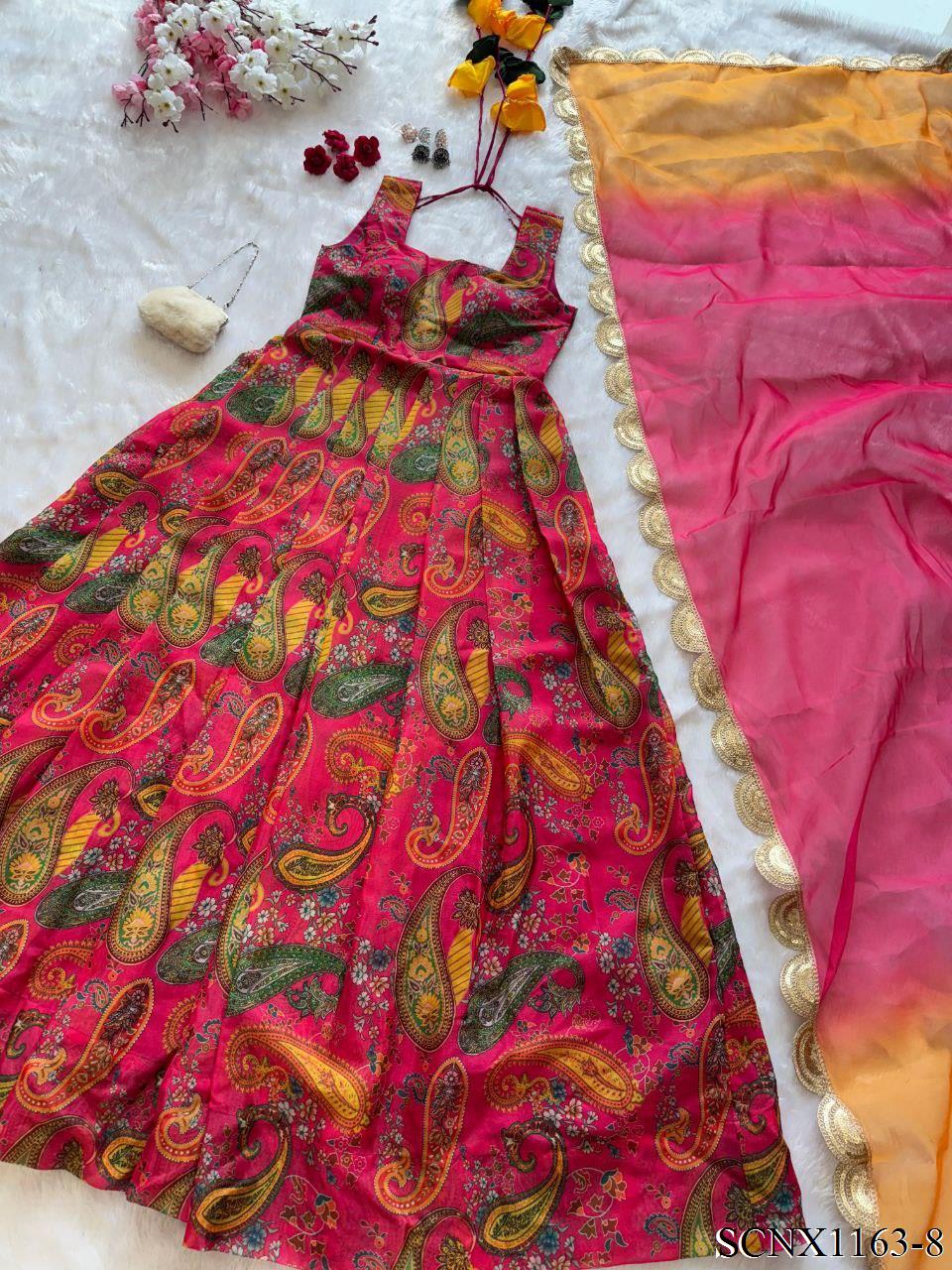 Jimmy Organza Silk With Digital Print Work Gown