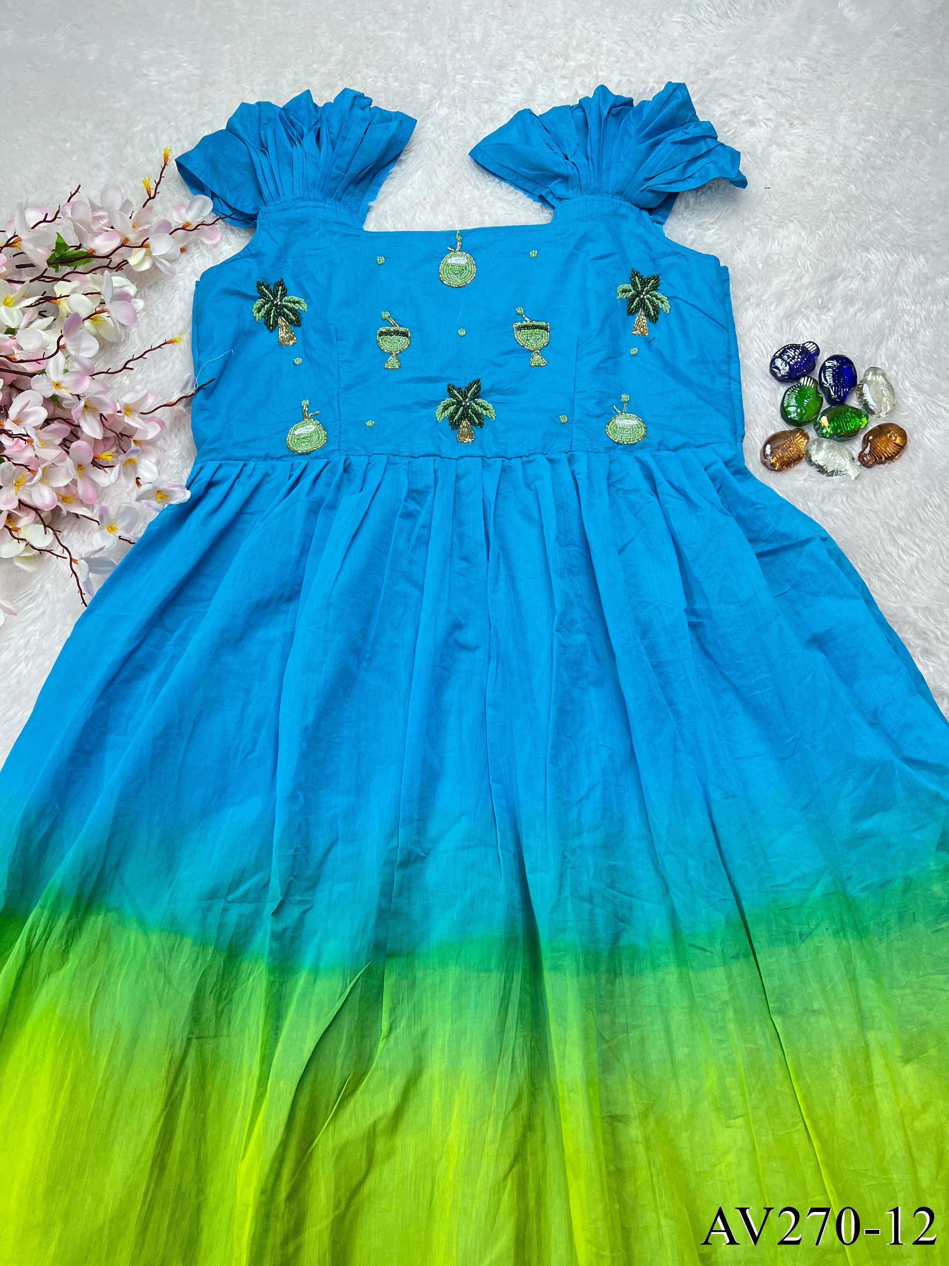 Pure Mul Cotton Gown with Flair