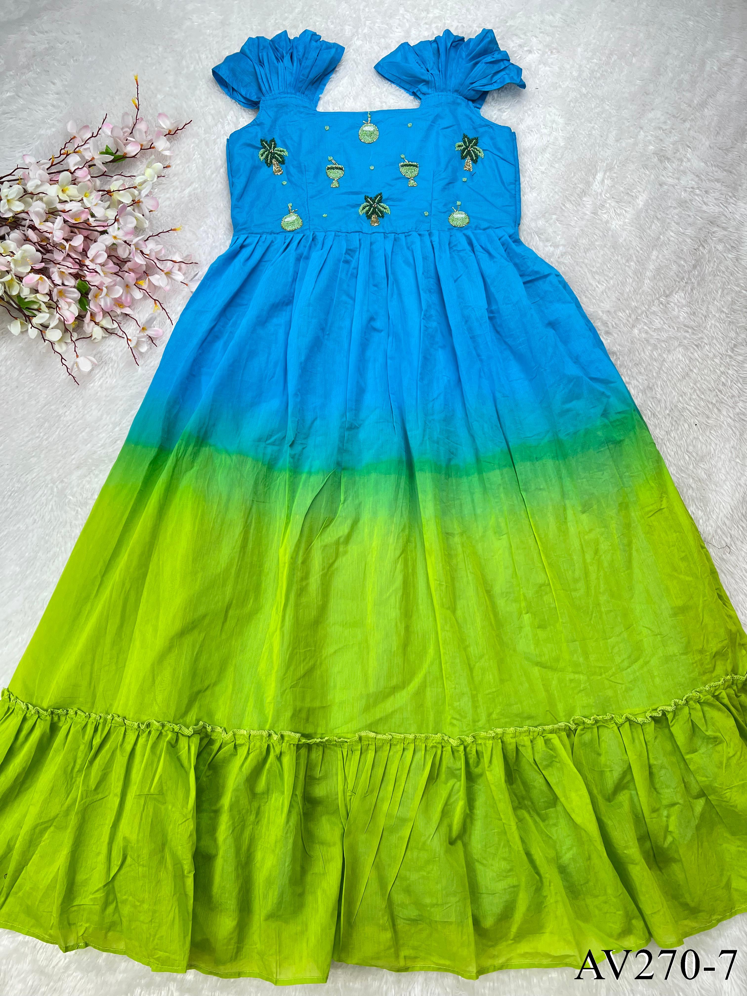 Pure Mul Cotton Gown with Flair