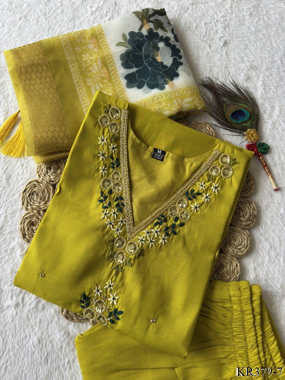 Premium Romn Silk With Hand Work Kurti