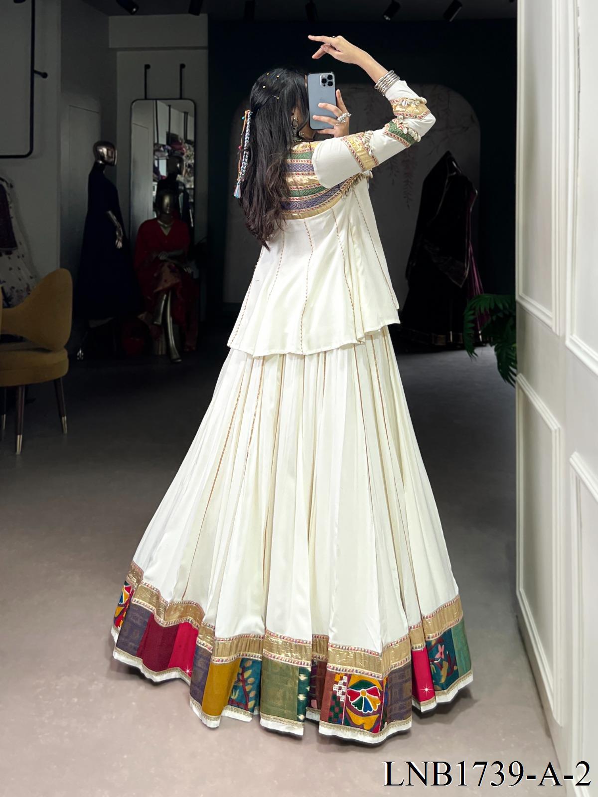 Reyon Fabric Multi Patche Work Gotta Patti Lace Work Lehenga