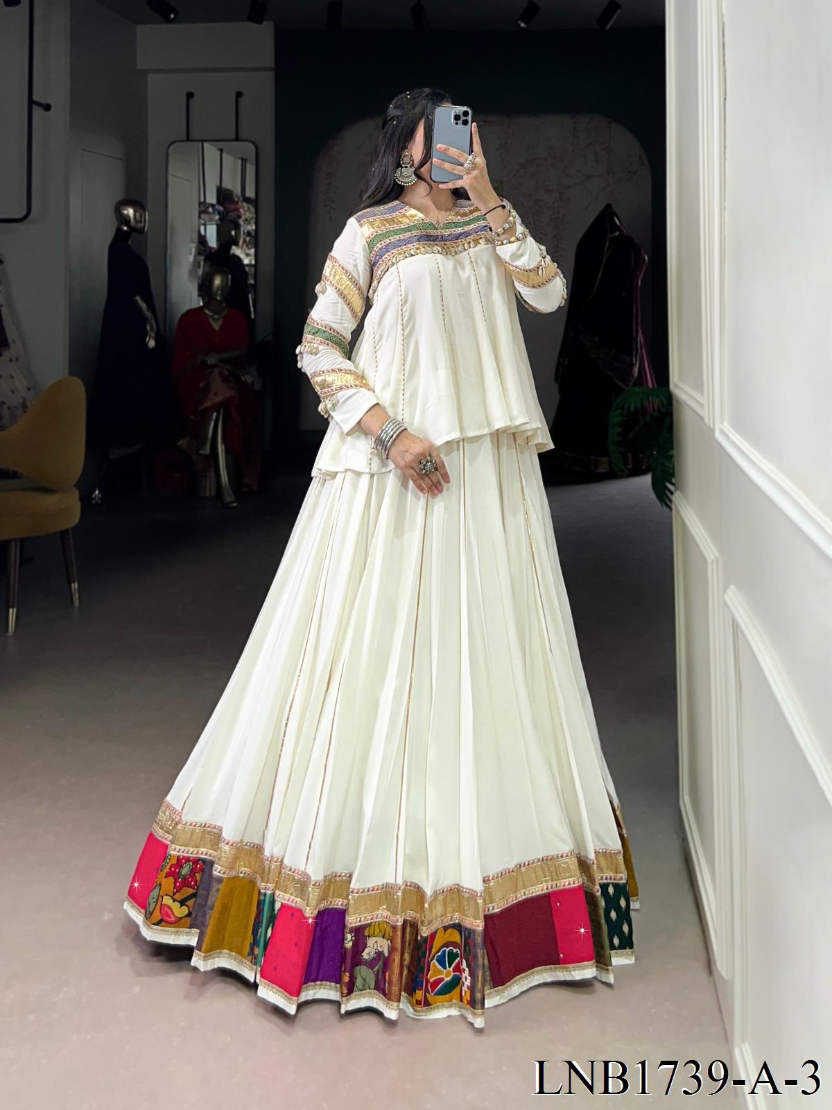 Reyon Fabric Multi Patche Work Gotta Patti Lace Work Lehenga