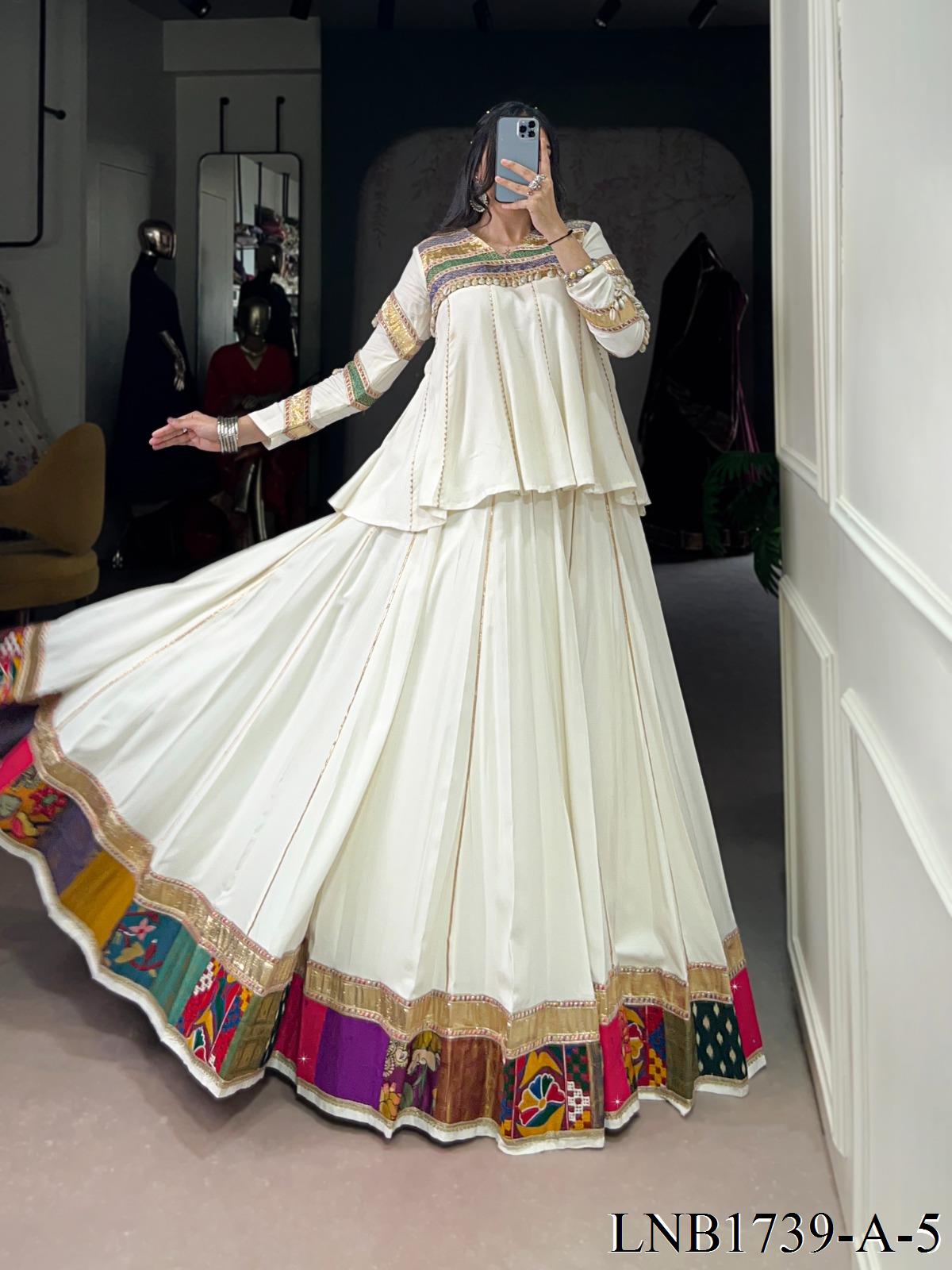Reyon Fabric Multi Patche Work Gotta Patti Lace Work Lehenga