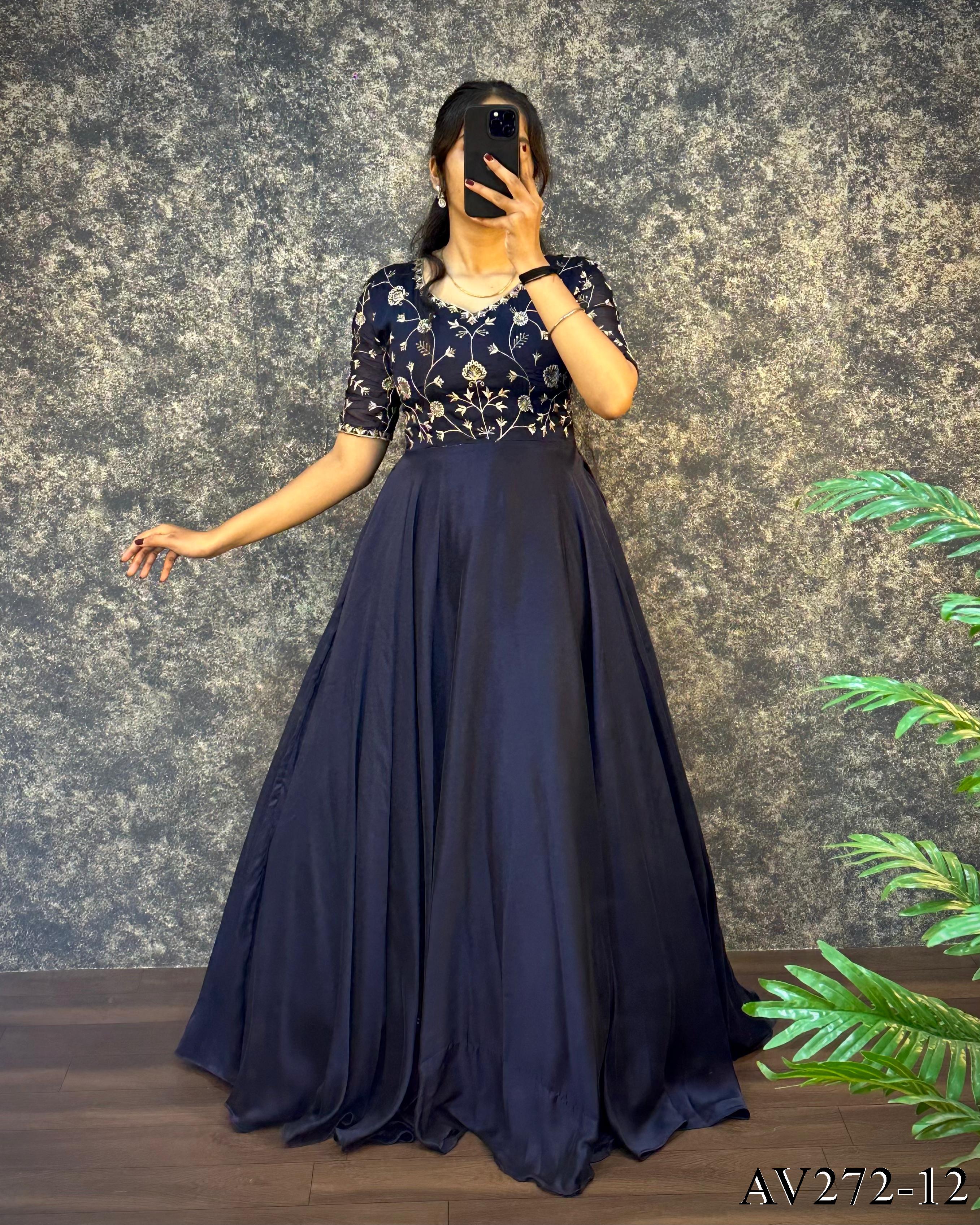 Premium Silk Gown with Embroidered Dupatta