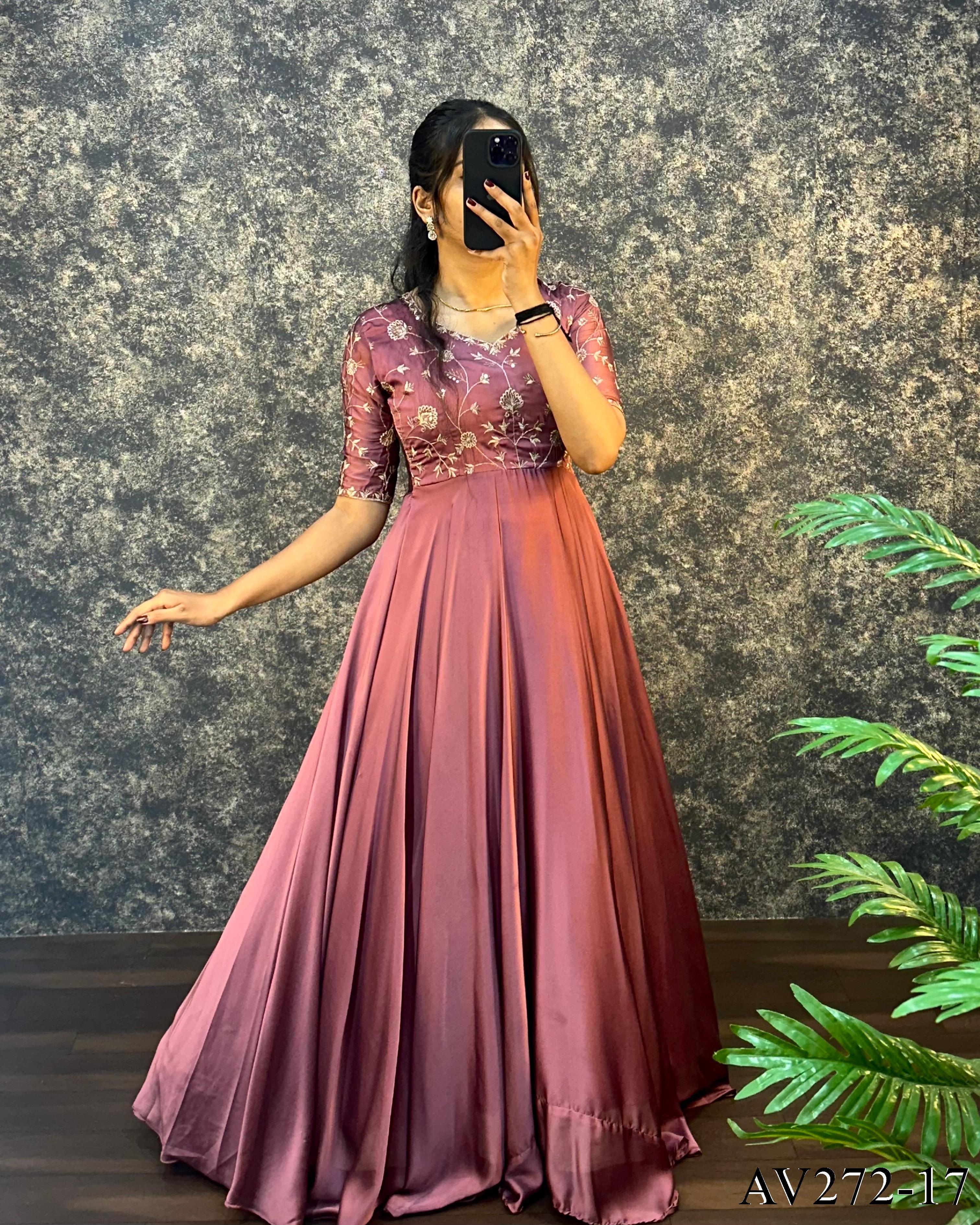 Premium Silk Gown with Embroidered Dupatta