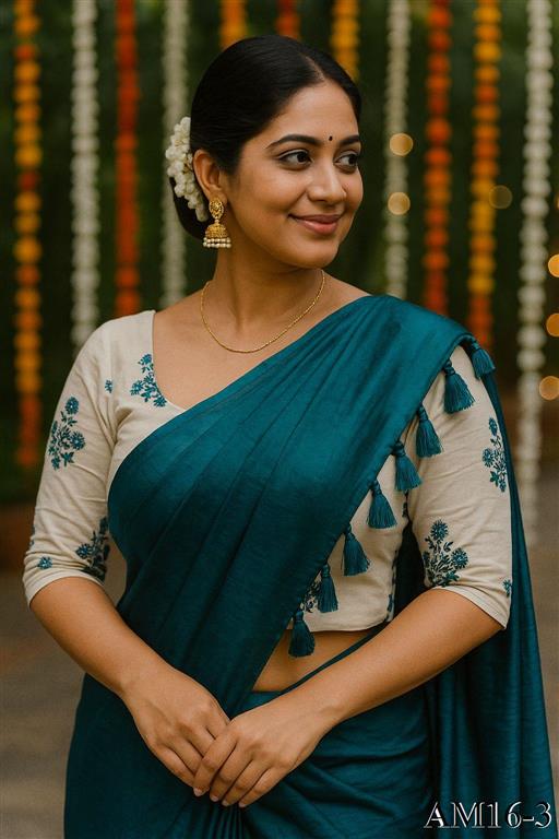 Space Silk With Silky Latkan Work Saree