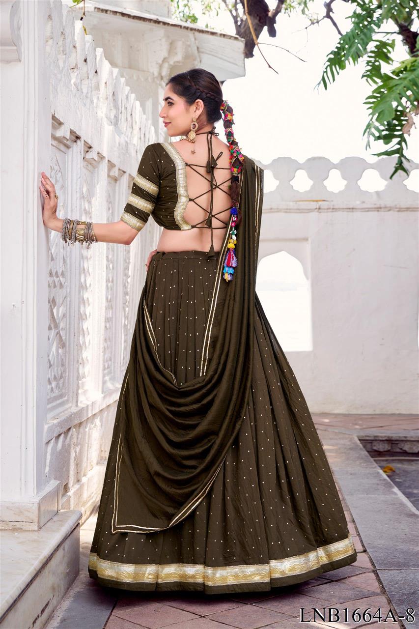 Pure Chanderi Weaving Work Embossed Design Lehenga