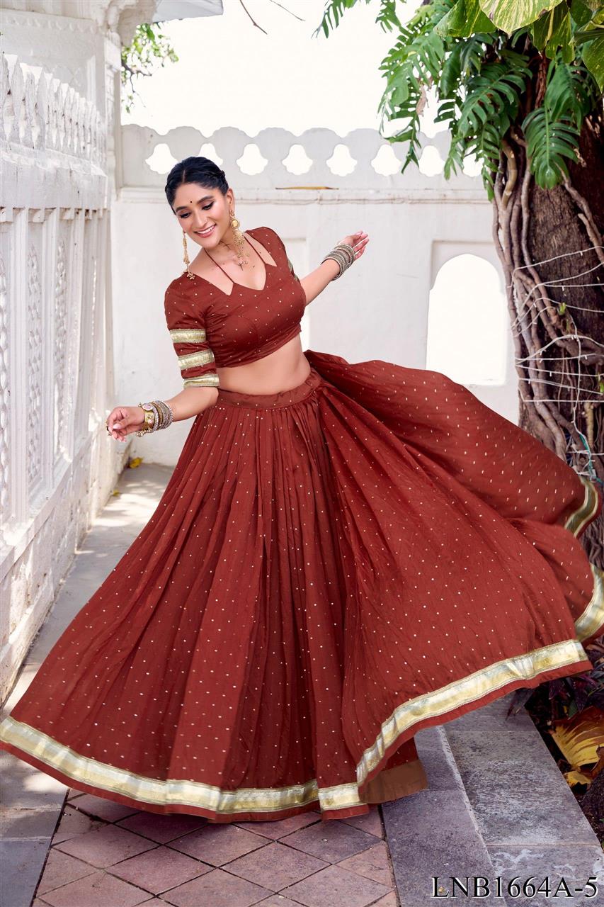 Pure Chanderi Weaving Work Embossed Design Lehenga