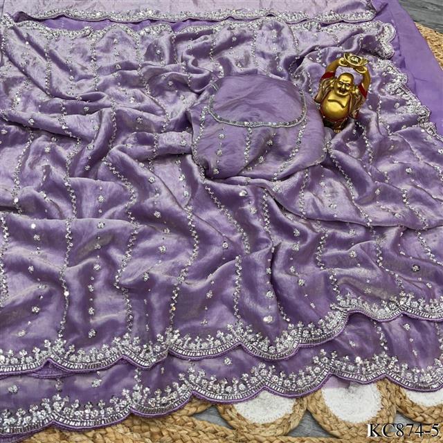 Space Silk With Original Beeds Work Saree