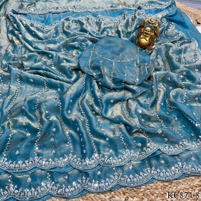 Space Silk With Original Beeds Work Saree