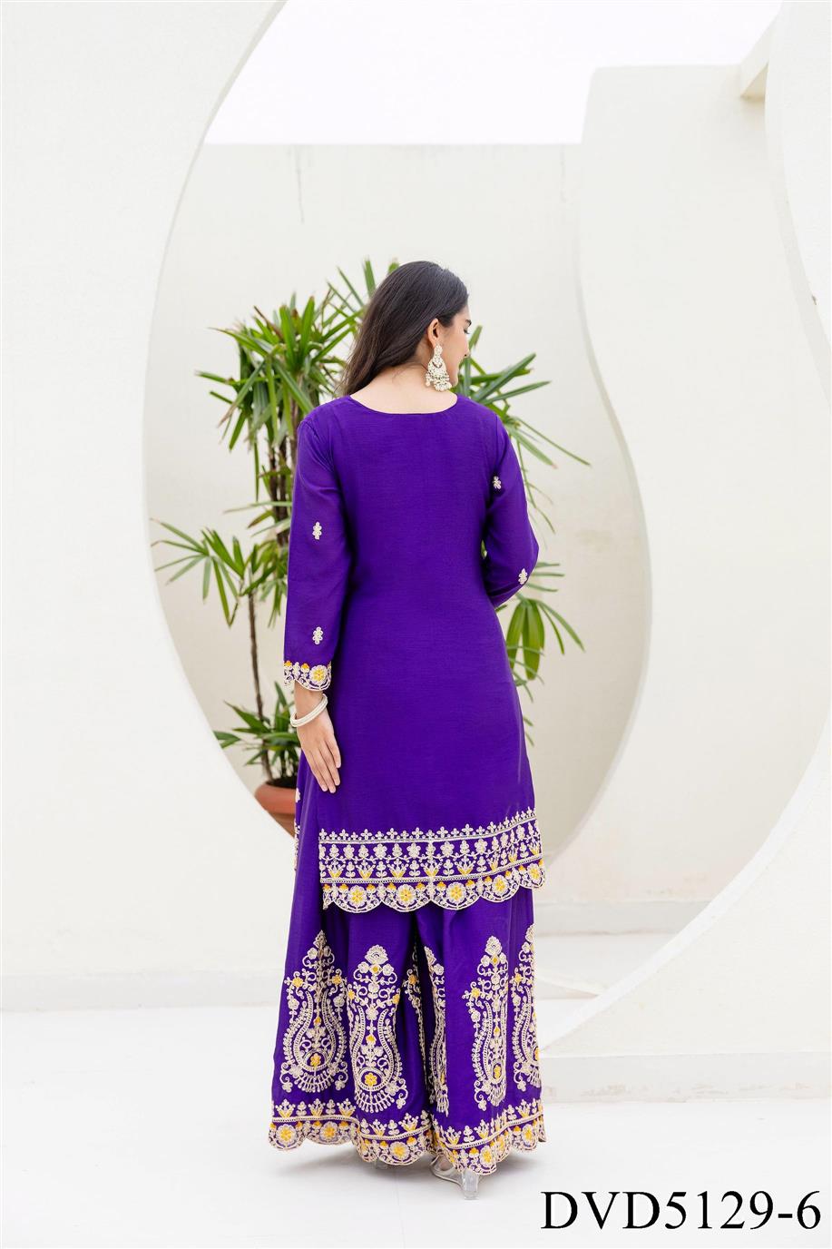 Beautifull Chinon With Embrodiery Work Top Sharara