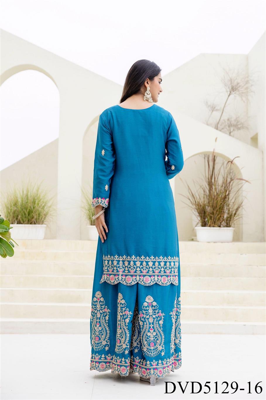 Beautifull Chinon With Embrodiery Work Top Sharara