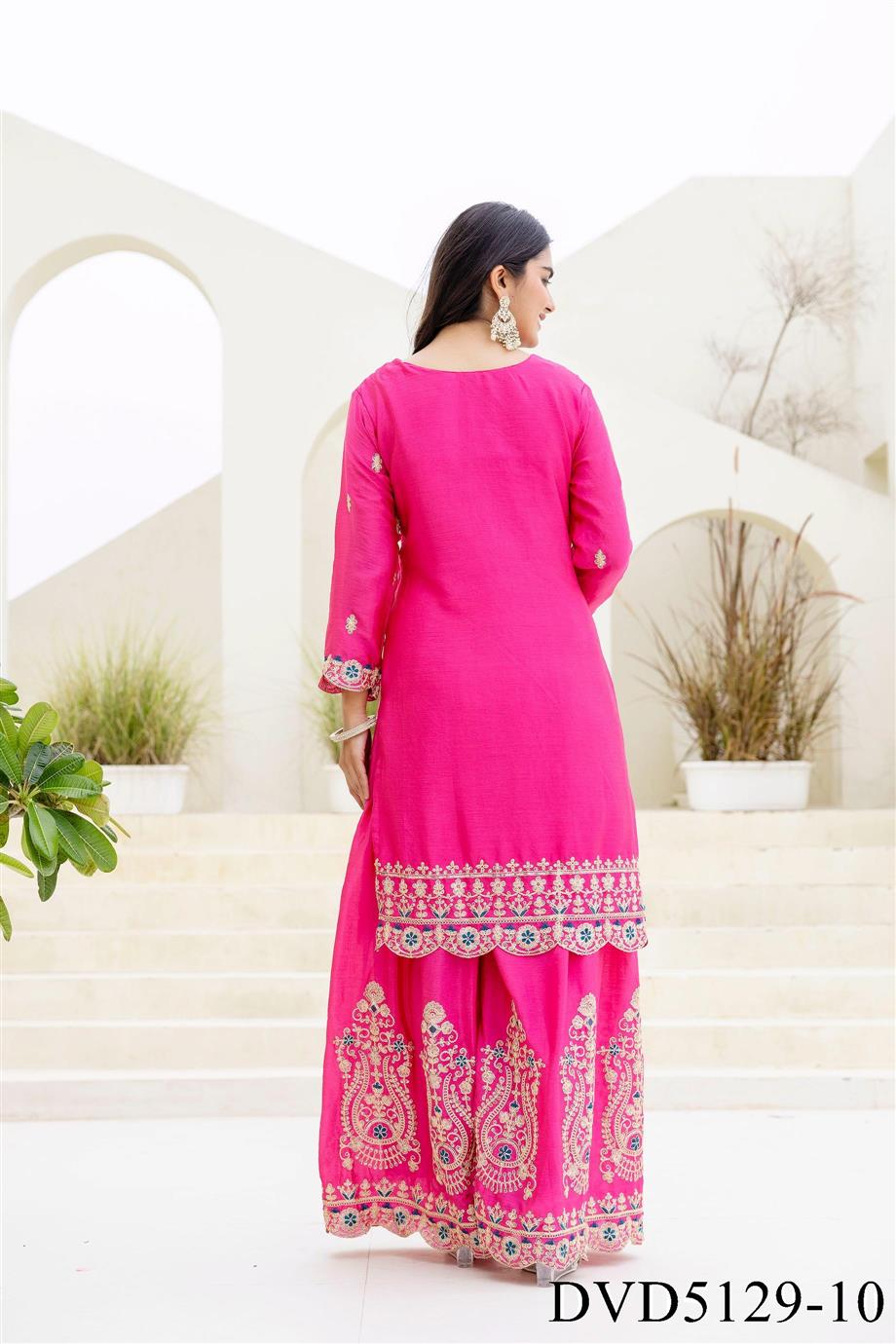 Beautifull Chinon With Embrodiery Work Top Sharara