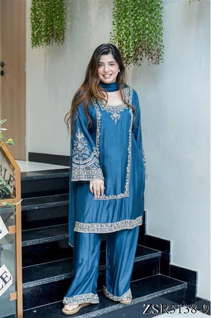 Beautifull German Chiffon Embroidery Work Top Pent