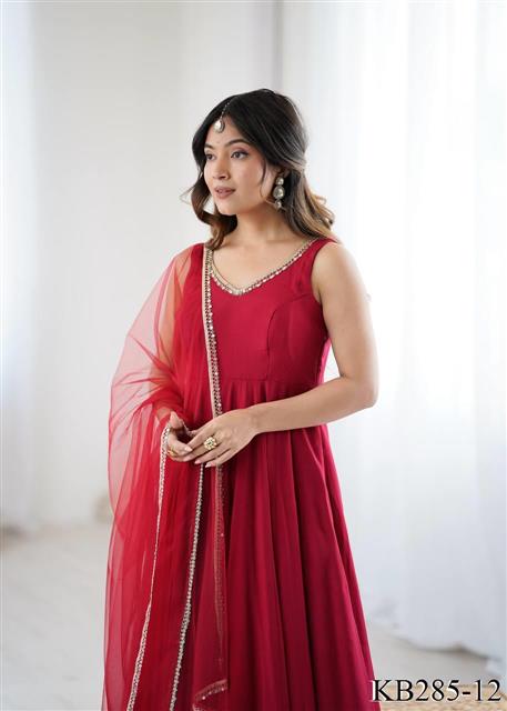 Rani Pink Color Fency Lace Work Anarkali